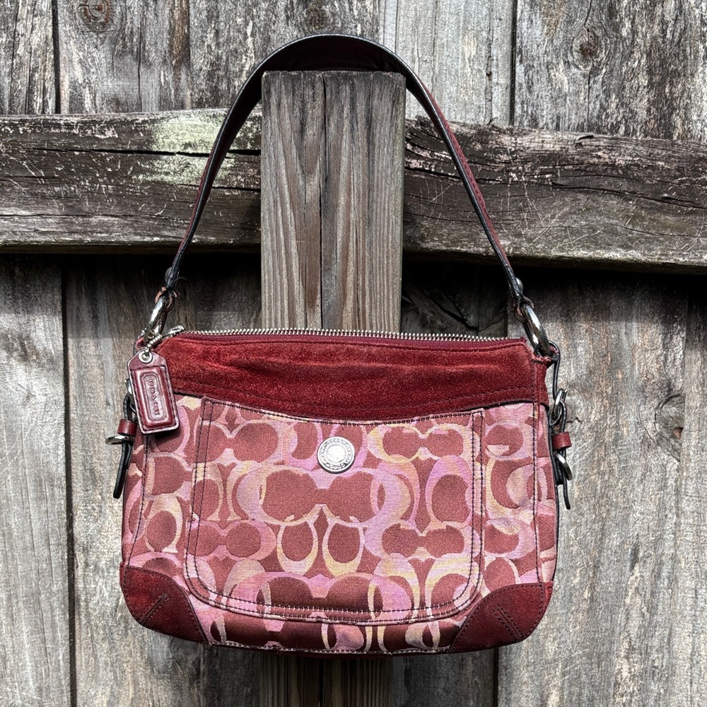 Coach Red and Pink Signature Shoulder Bag